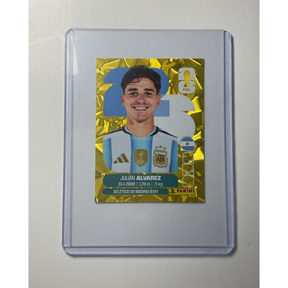 2026 Panini FIFA World Cup Julian Alvarez ARG19 GOLD Crumple Sticker Exclusive